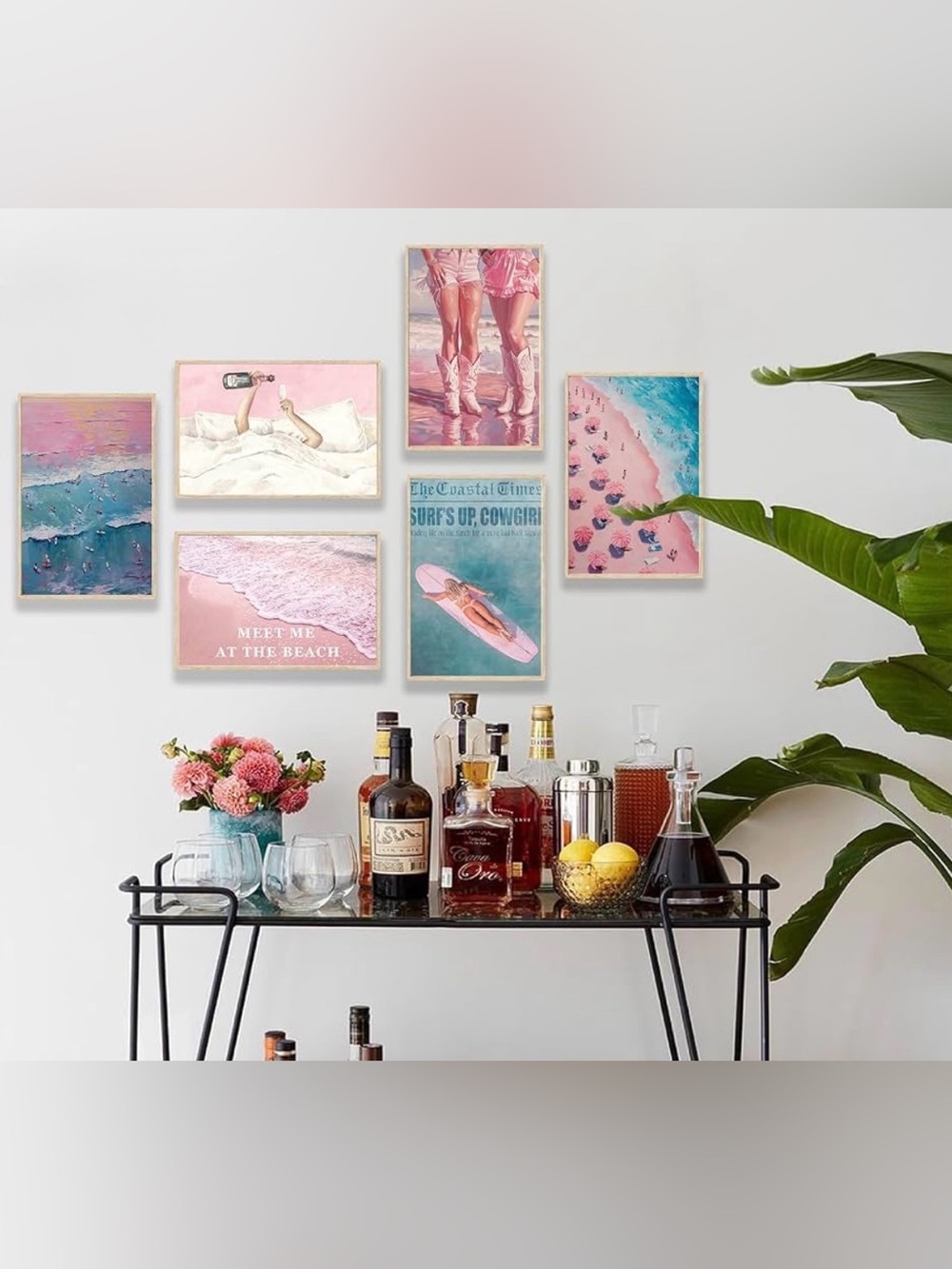 Set of 6 Coastal Cowgirl Canvas Wall Art Prints